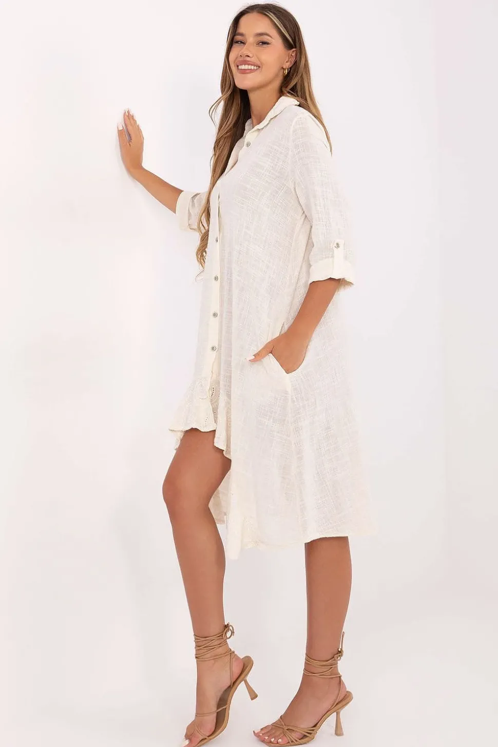 Robe chemise asymétrique courte