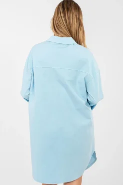 Robe chemise bleue courte