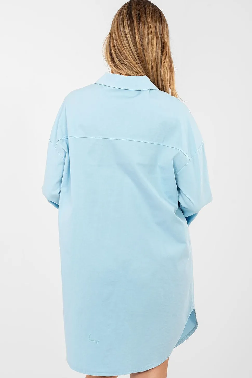 Robe chemise bleue courte