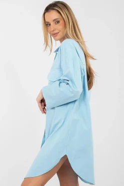 Robe chemise bleue courte