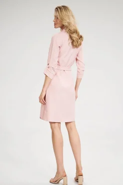 Robe chemise bleue manches longues