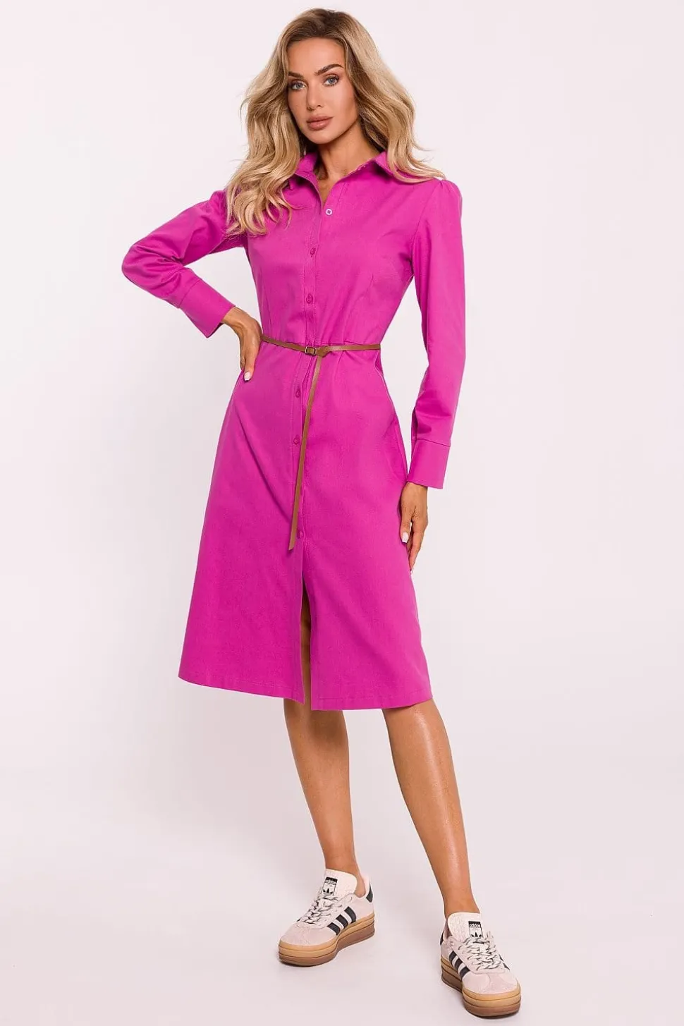 Robe chemise cintrée manches longues
