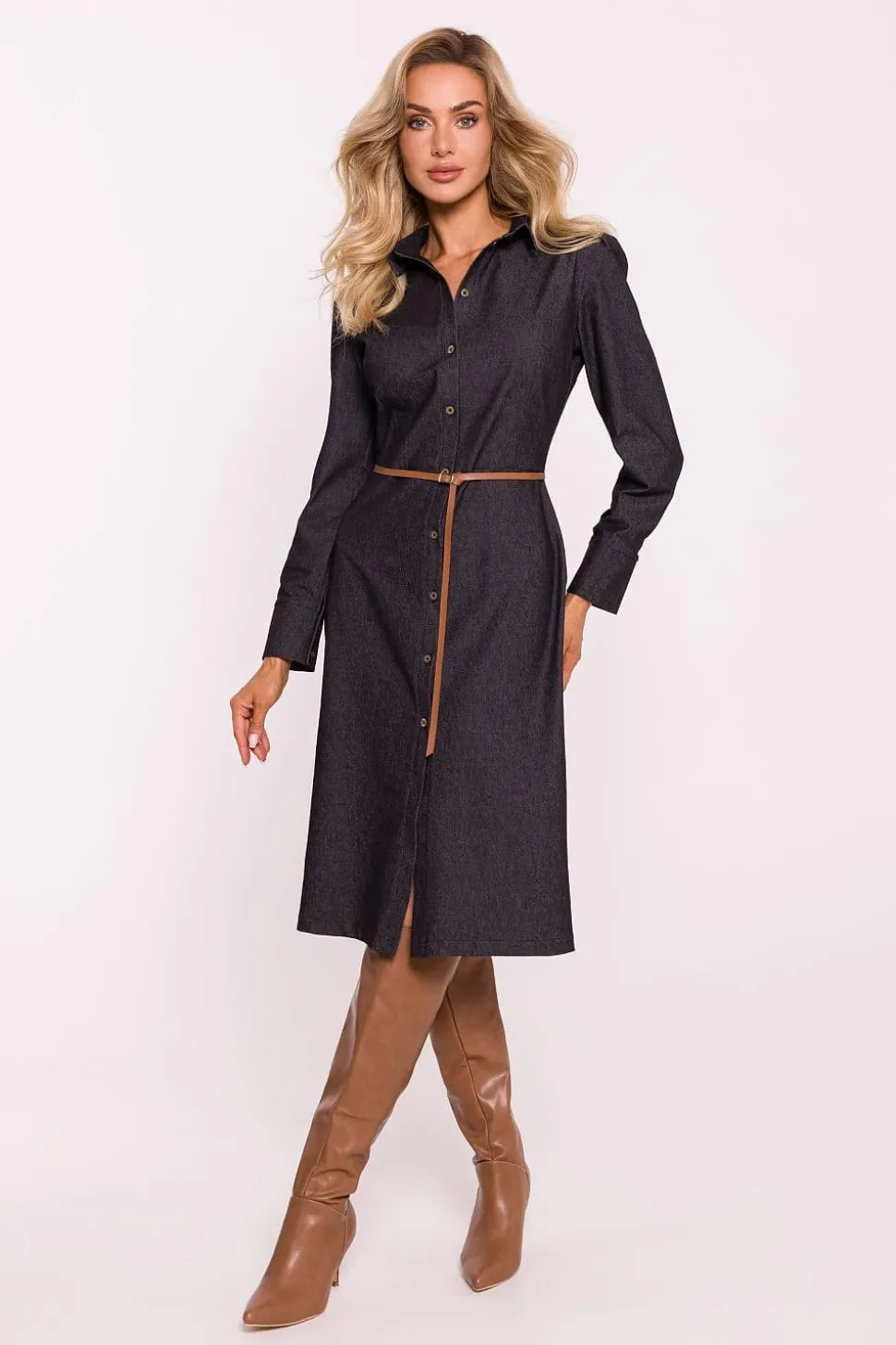 Robe chemise cintrée manches longues