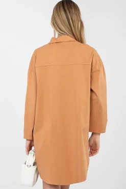 Robe chemise courte casual orange camel