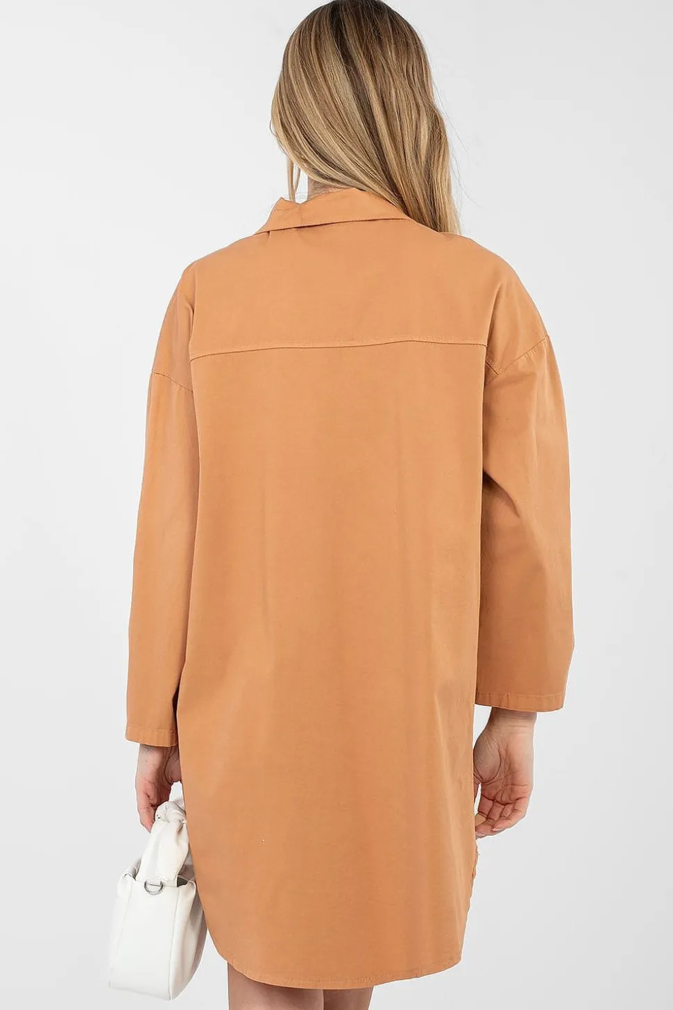 Robe chemise courte casual orange camel