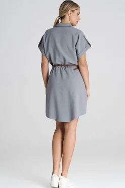 Robe chemise grise courte casual