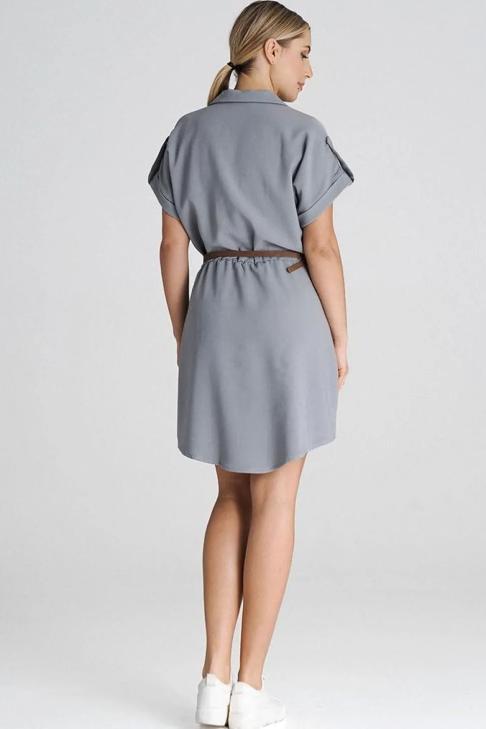 Robe chemise grise courte casual