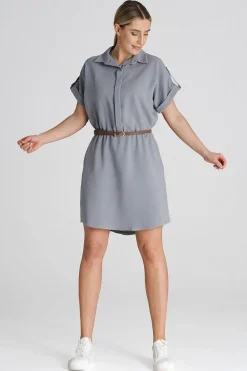 Robe chemise grise courte casual