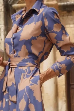 Robe chemise midi fleurie