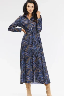 Robe chemise midi manche longue casual
