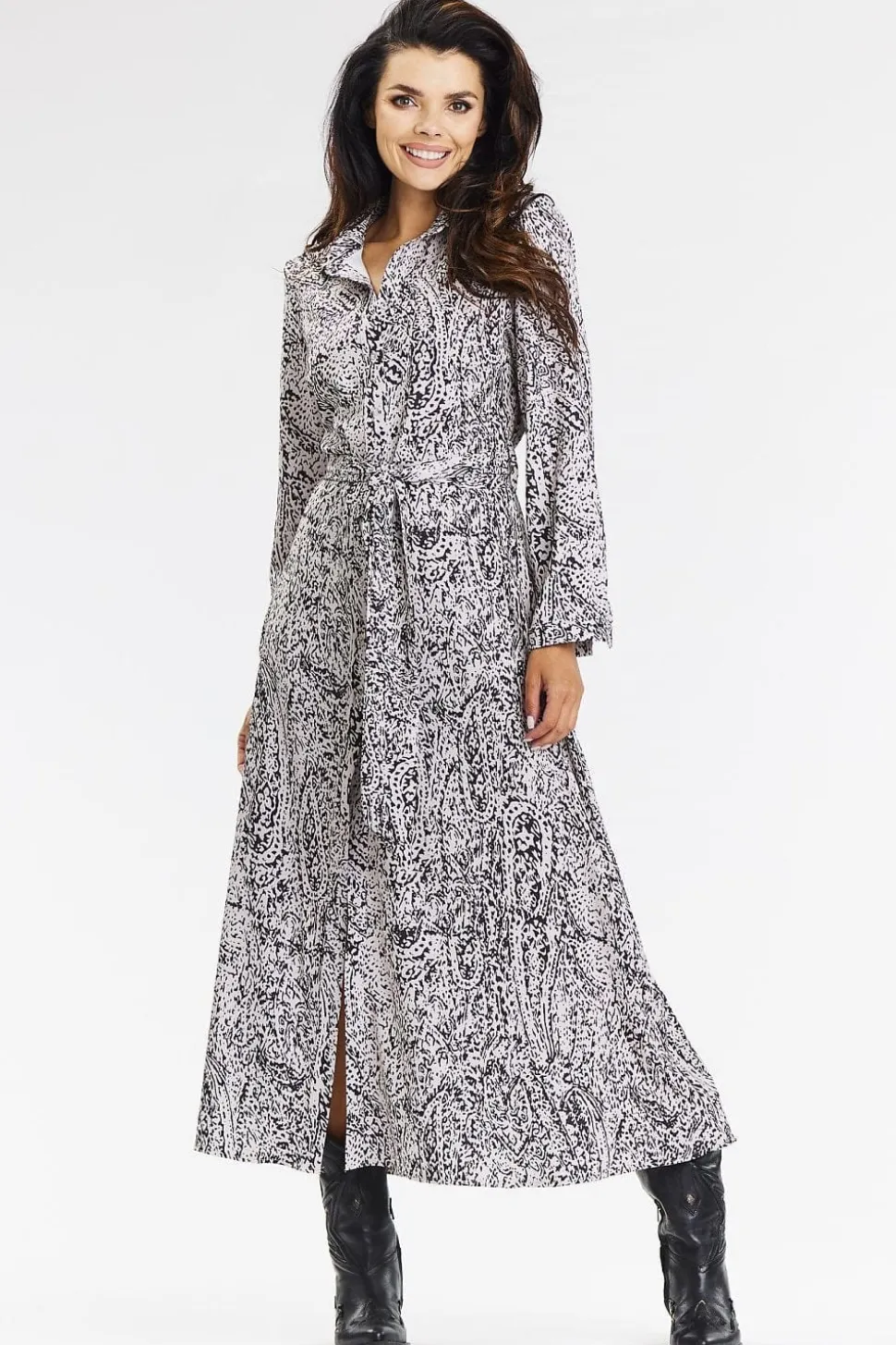 Robe chemise midi manche longue casual