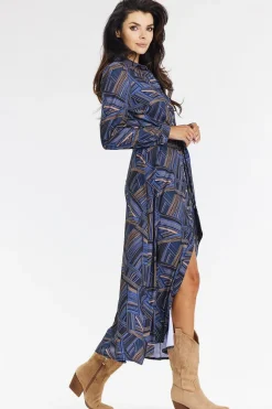 Robe chemise midi manche longue casual