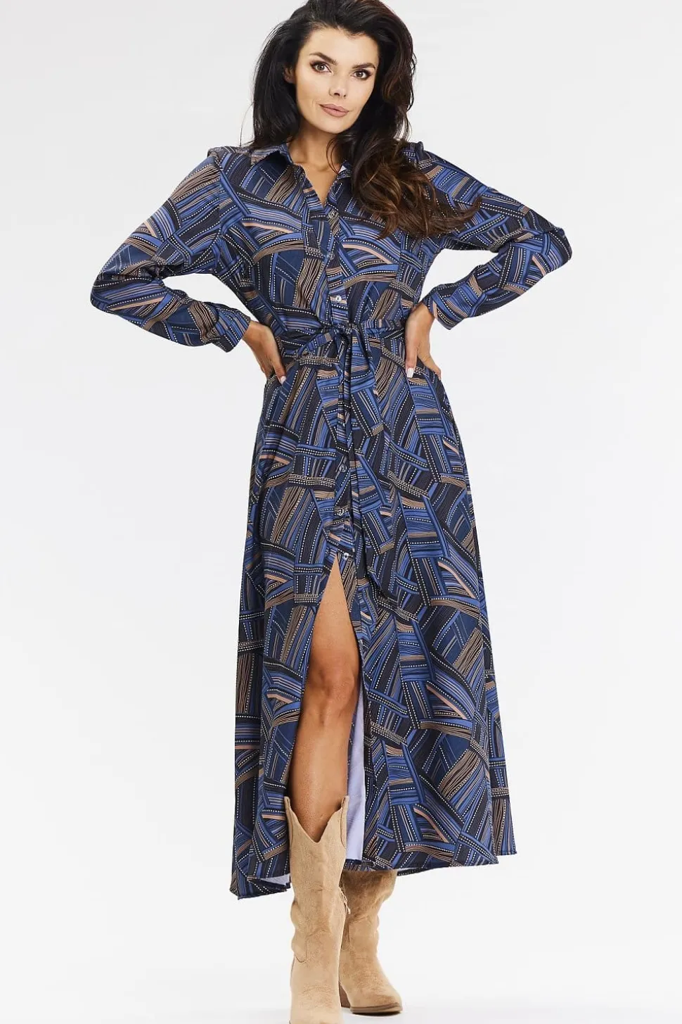 Robe chemise midi manche longue casual
