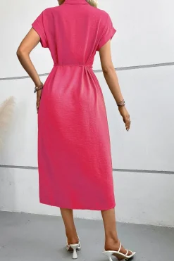 Robe chemise midi manches courtes
