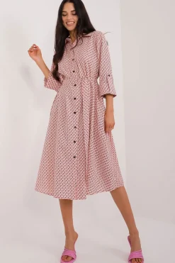 Robe chemise midi manches longues