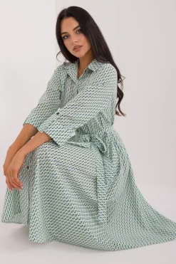 Robe chemise midi manches longues