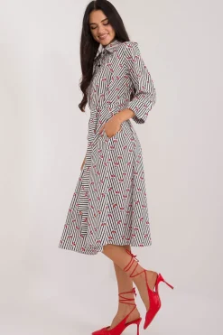 Robe chemise midi manches longues