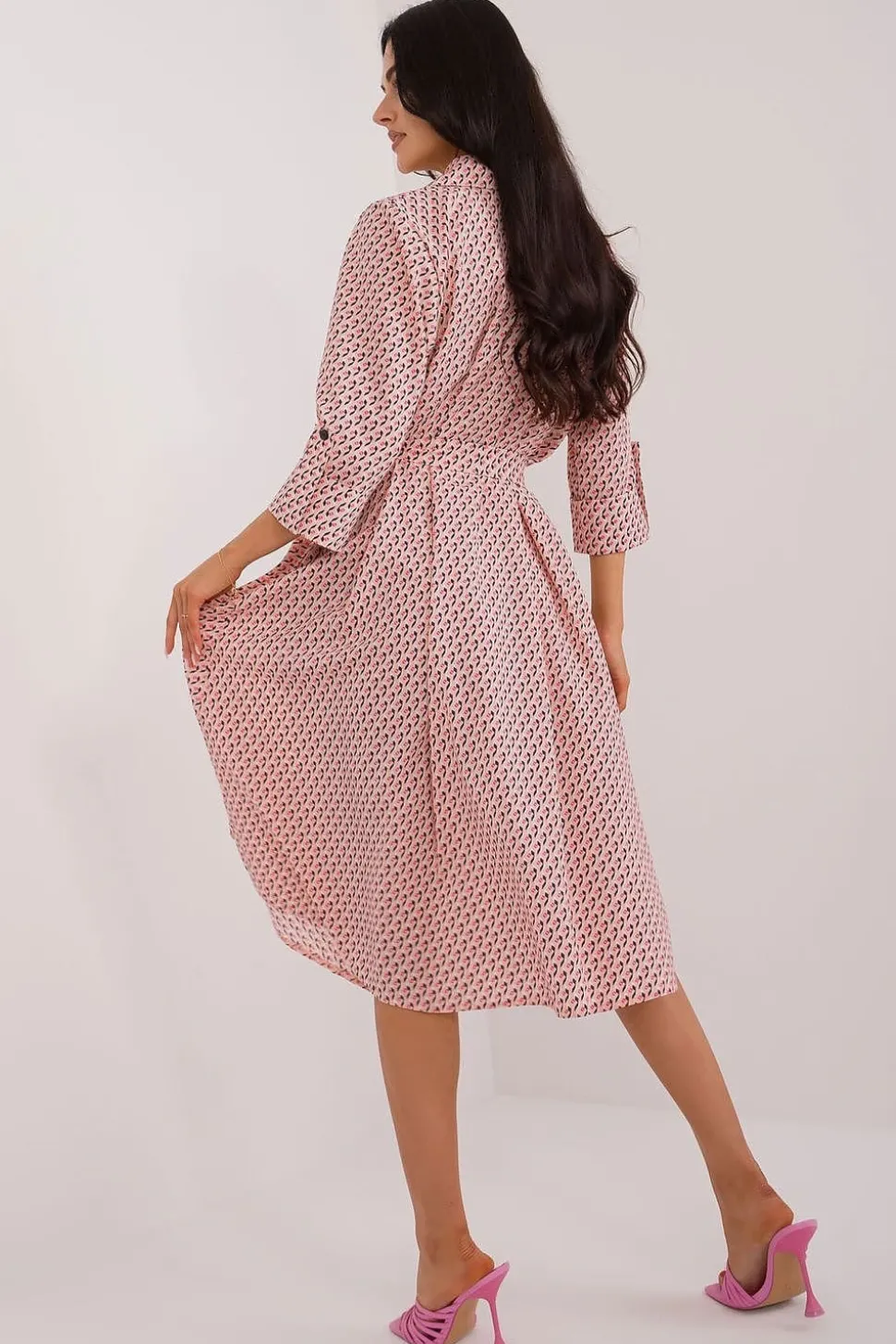 Robe chemise midi manches longues