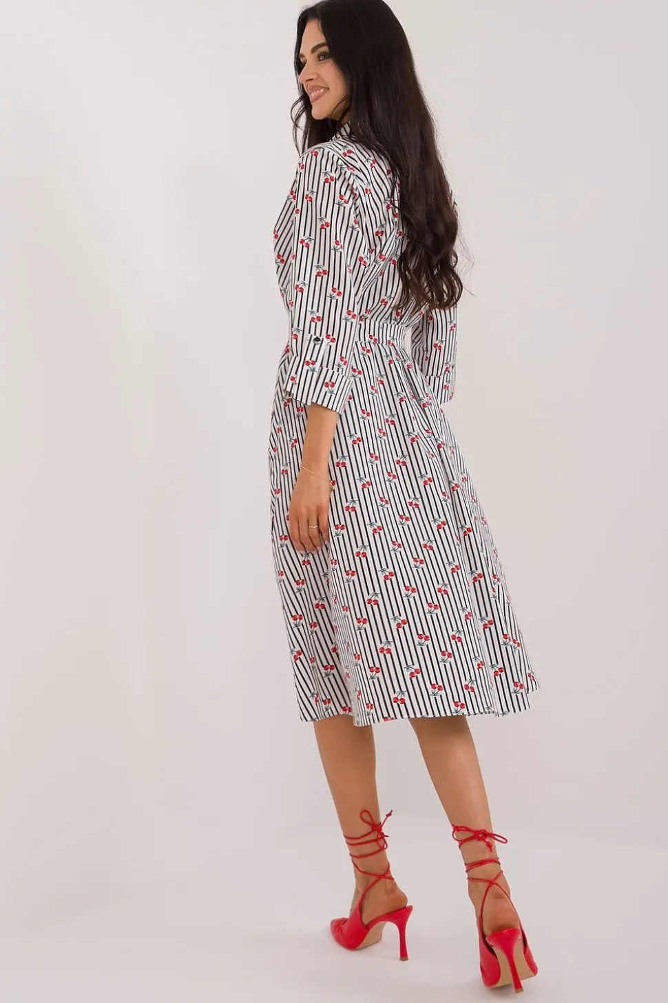 Robe chemise midi manches longues