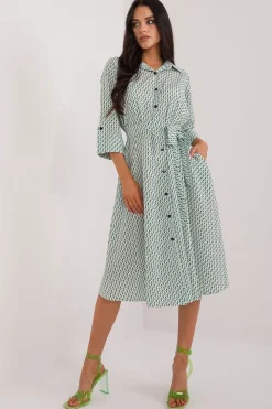 Robe chemise midi manches longues
