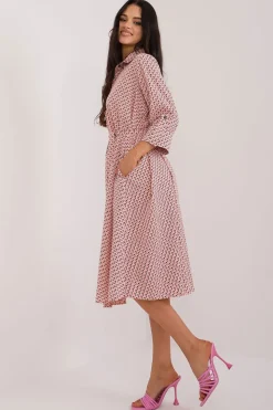 Robe chemise midi manches longues