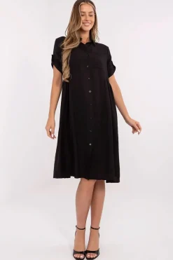 Robe chemise midi noire casual