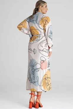 Robe chemise multicolore longue