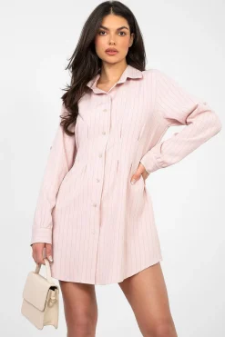 Robe chemise rose à rayures