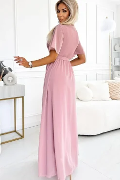 Robe chic rose longue fluide