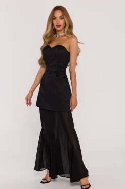 Robe corset noire à jupe transparente