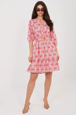 Robe courte rouge fluide imprimé fleuri