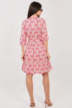 Robe courte rouge fluide imprimé fleuri
