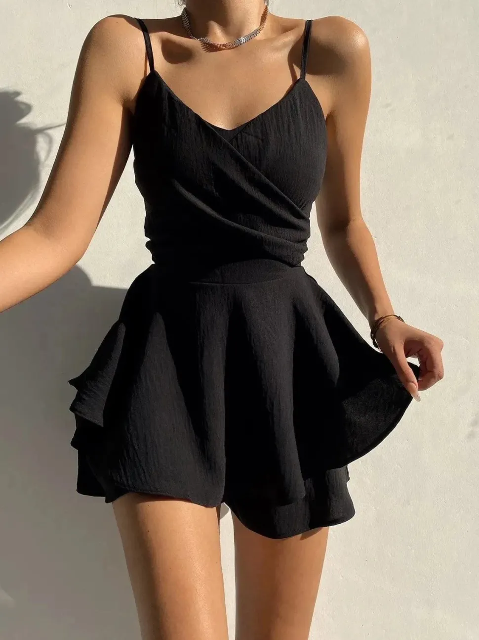 Robe courte été drapée fluide