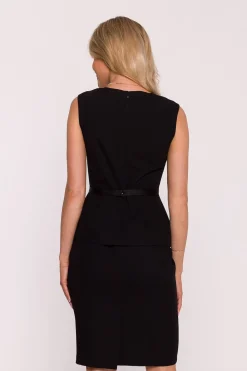 Robe crayon noire élégante à basque