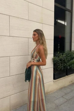 Robe crochet multicolore longue