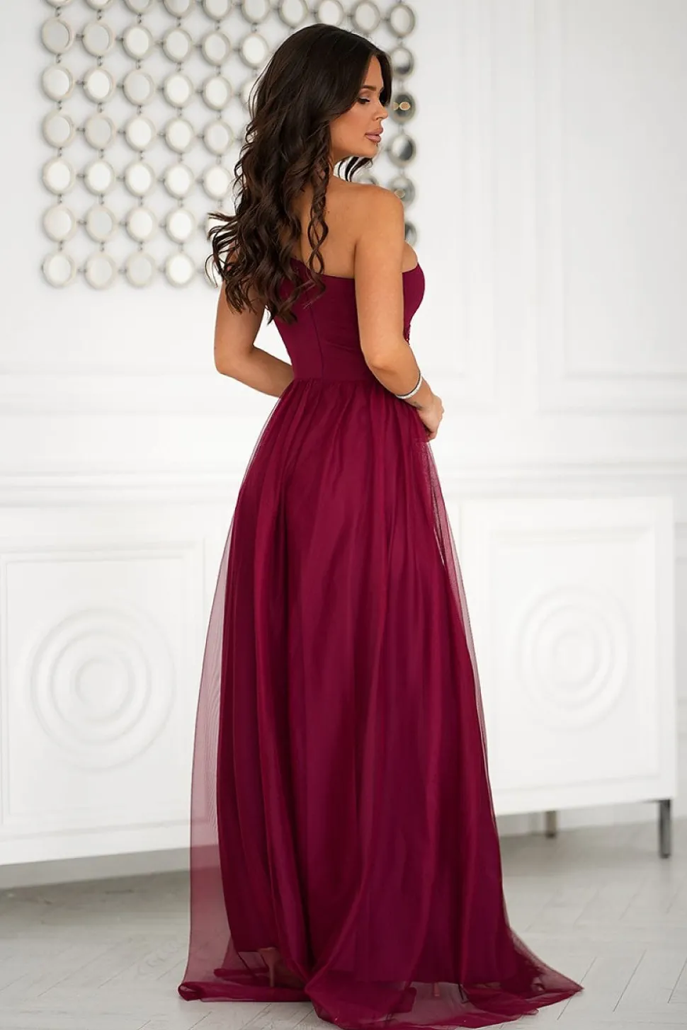 Robe de bal longue fendue haut pailleté