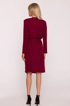 Robe de cocktail bordeaux manches longues
