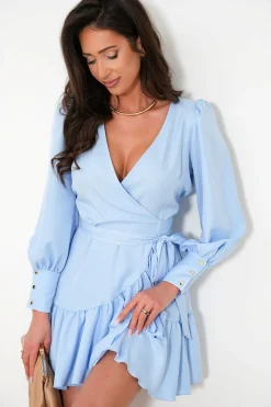 Robe de cocktail courte avec manches longues bouffantes