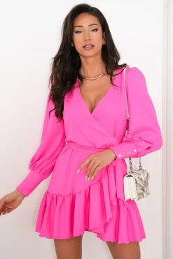 Robe de cocktail courte avec manches longues bouffantes