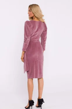 Robe de cocktail en velours manches longues