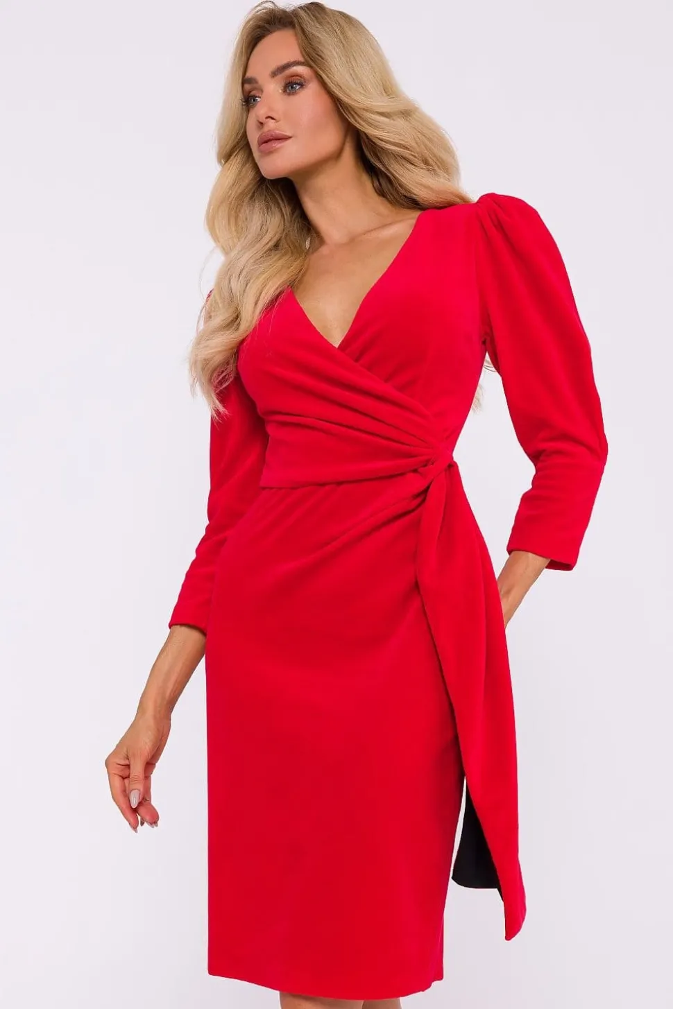 Robe de cocktail en velours manches longues