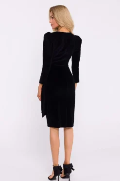 Robe de cocktail en velours manches longues