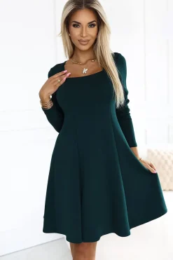 Robe de cocktail manche longue trapèze