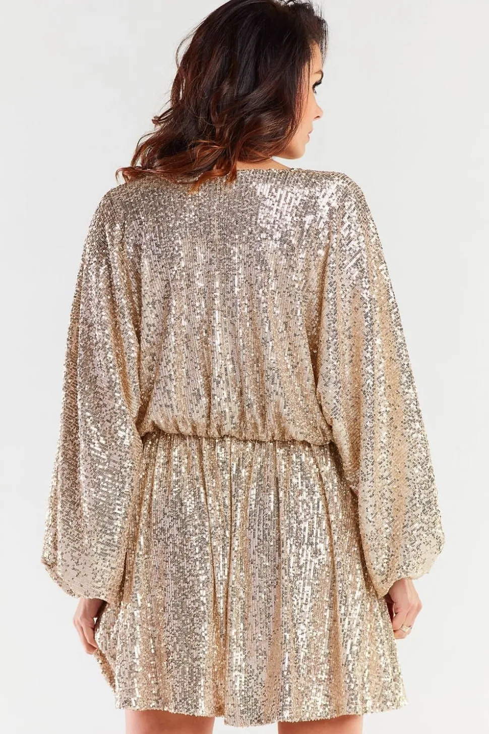 Robe de cocktail paillettée dorée courte