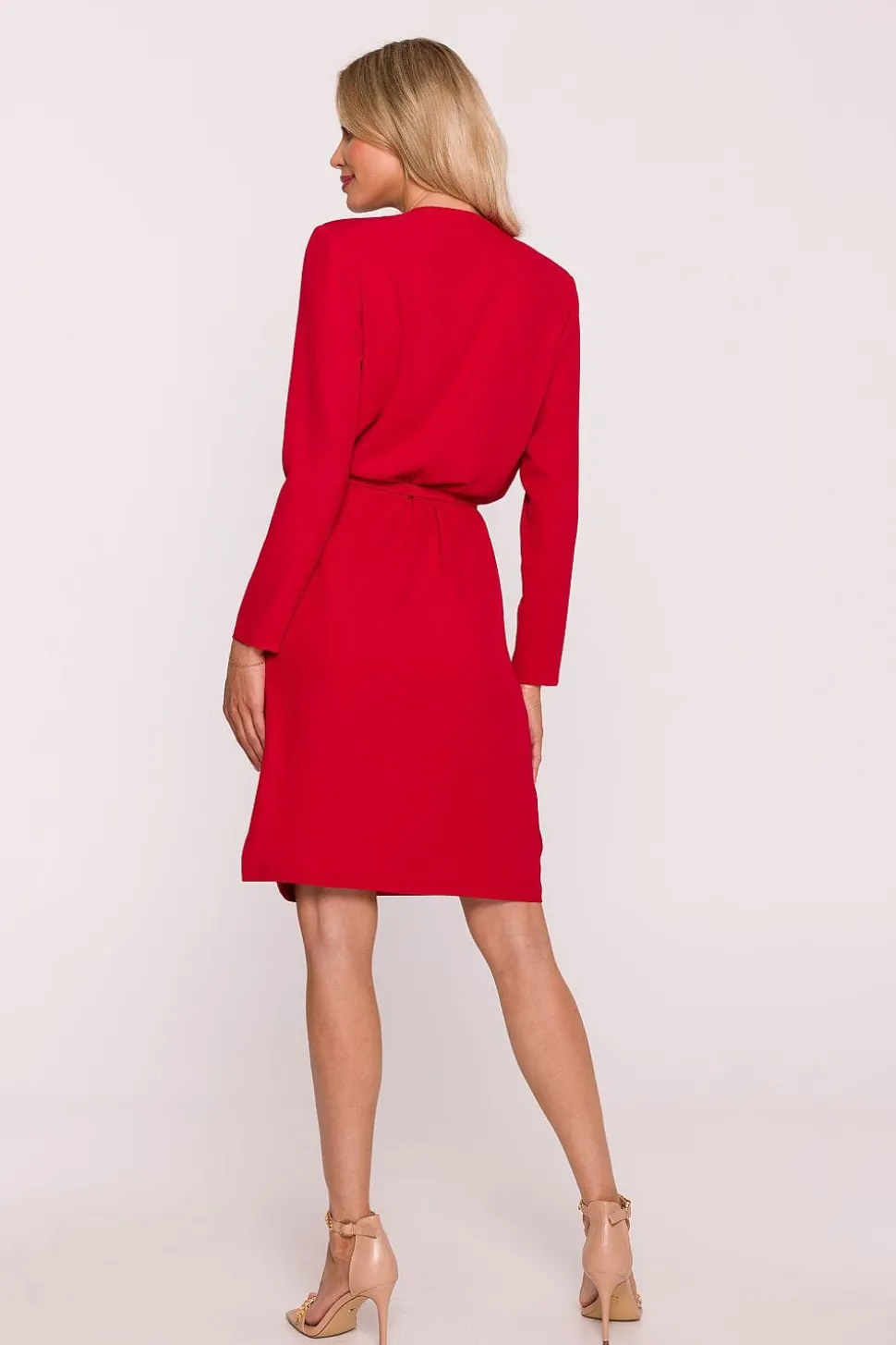 Robe de cocktail rouge manches longues