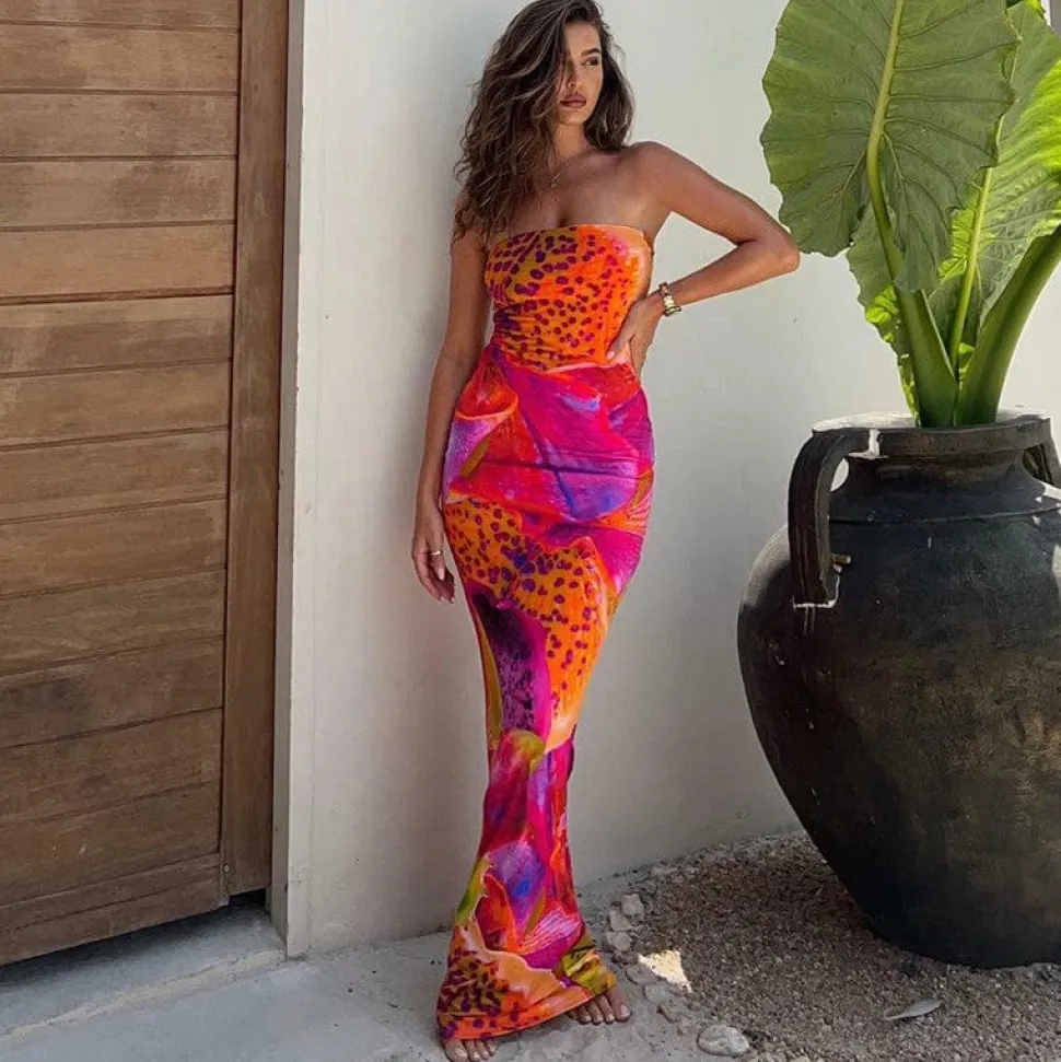 Robe de cocktail sexy longue épaules dénudées