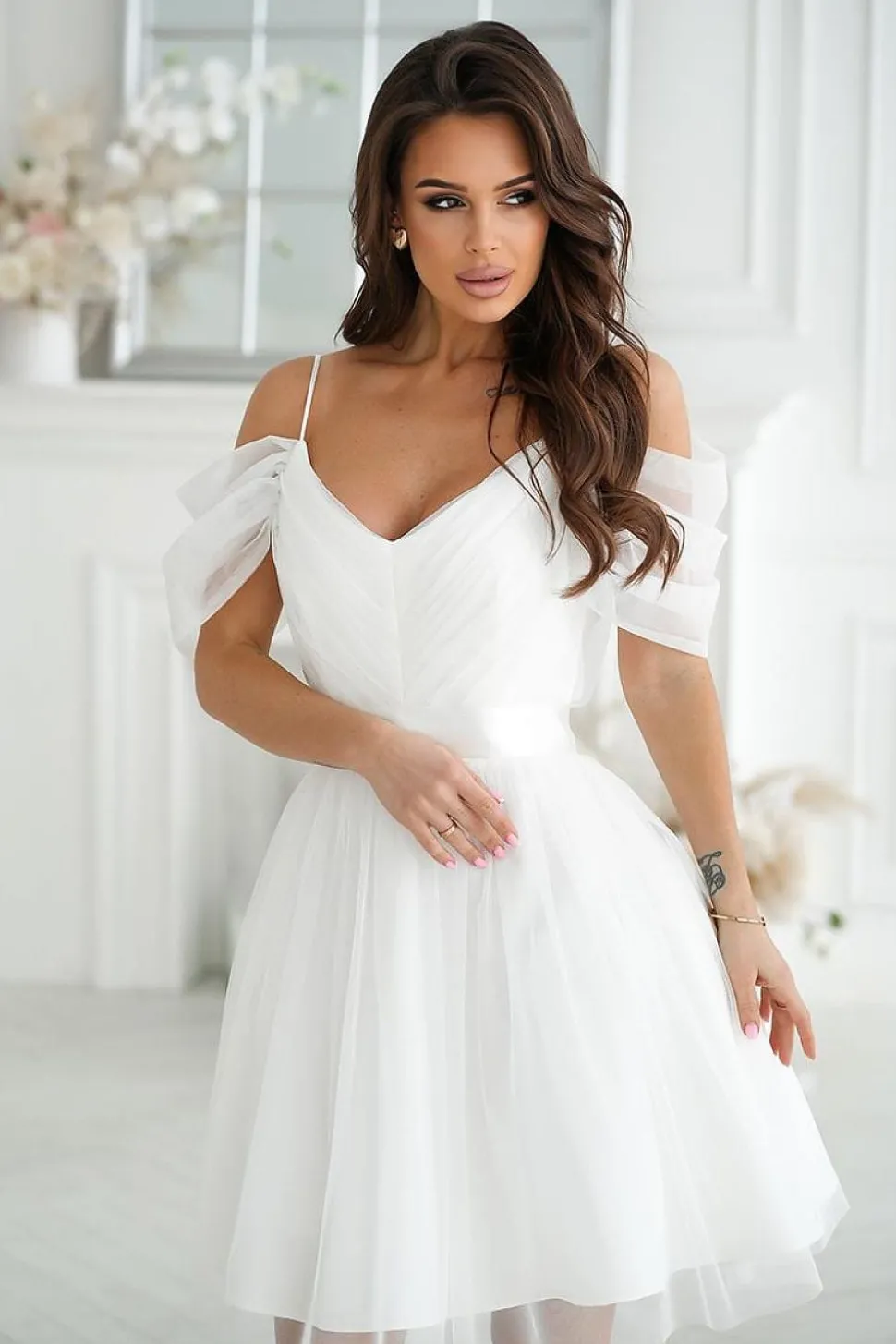 Robe de cocktail évasée en tulle