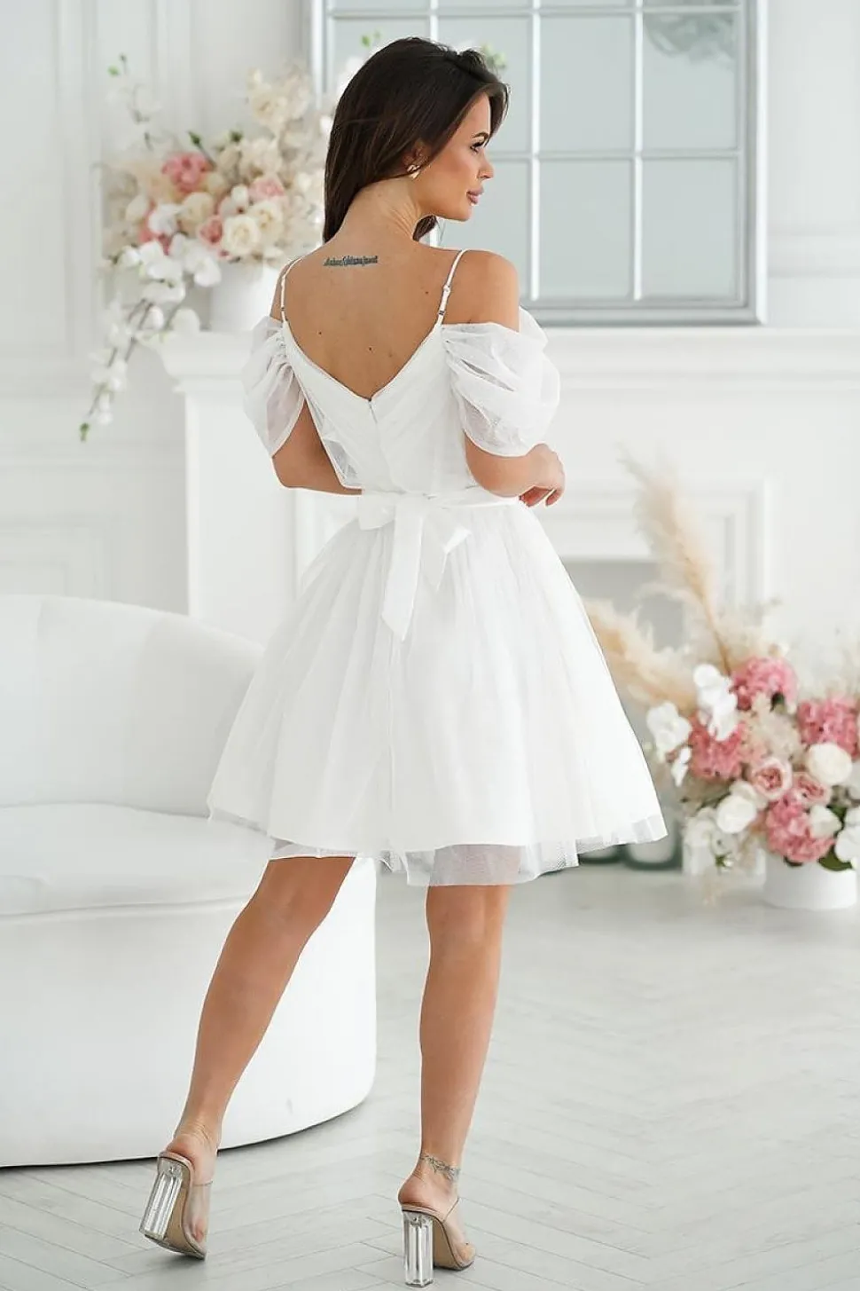 Robe de cocktail évasée en tulle