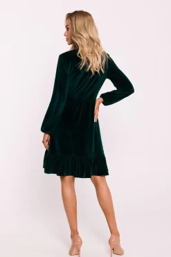 Robe de cocktail veloutée à manches longues