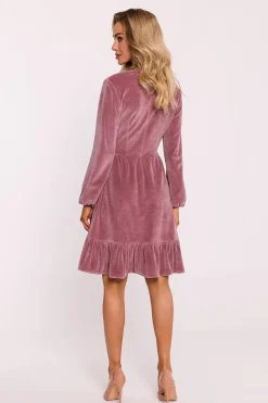 Robe de cocktail veloutée à manches longues